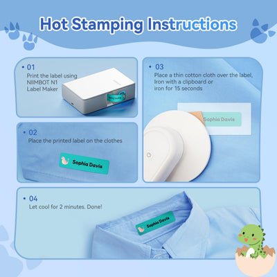 NB806-IRONKIT - NIIMBOT - N1 IRON ON LABEL KIT - BLUETOOTH THERMAL TRANSFER LABEL PRINTER INCL FREE STANDARD WHITE LABEL & BLACK CARTRIDGE (14X50MM) & WHITE IRON ON LABEL (14X40MM)