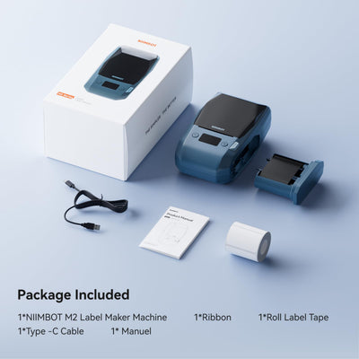 NB589 - NIIMBOT - M2_H - 300DPI THERMAL TRANSFER BLUETOOTH LABEL PRINTER - INCL BLACK RIBBON CARTRIDGE & WHITE 50X30MM LABEL