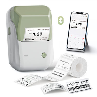 NB493 - NIIMBOT - B1 - DRAAGBARE TERMIESE ETIKET BLUETOOTH-DRUKKER INSLUITEND GRATIS ETIKET (50*30MM - WIT)