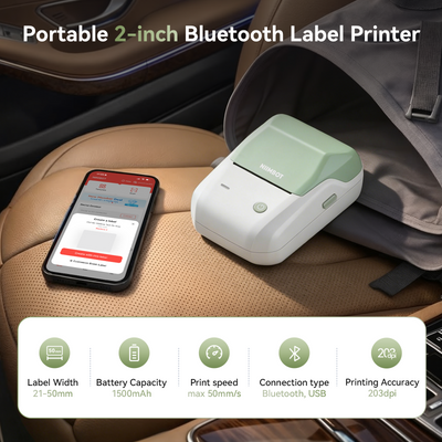 NB493 - NIIMBOT - B1 - DRAAGBARE TERMIESE ETIKET BLUETOOTH-DRUKKER INSLUITEND GRATIS ETIKET (50*30MM - WIT)