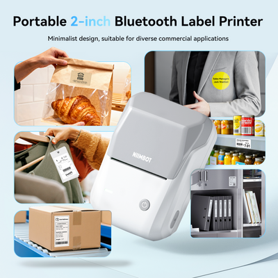 NB493 - NIIMBOT - B1 - DRAAGBARE TERMIESE ETIKET BLUETOOTH-DRUKKER INSLUITEND GRATIS ETIKET (50*30MM - WIT)