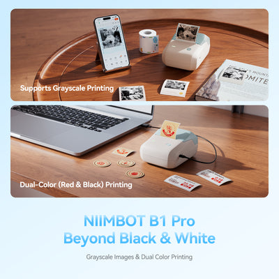 NB806 - NIIMBOT - B1_PRO - 300DPI - PORTABLE THERMAL LABEL PRINTER INCL FREE LABEL ROLL (50X30MM)