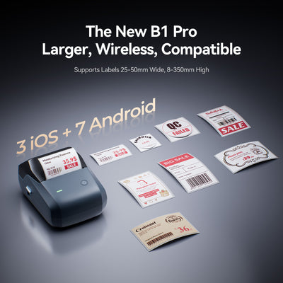 NB806 - NIIMBOT - B1_PRO - 300DPI - PORTABLE THERMAL LABEL PRINTER INCL FREE LABEL ROLL (50X30MM)