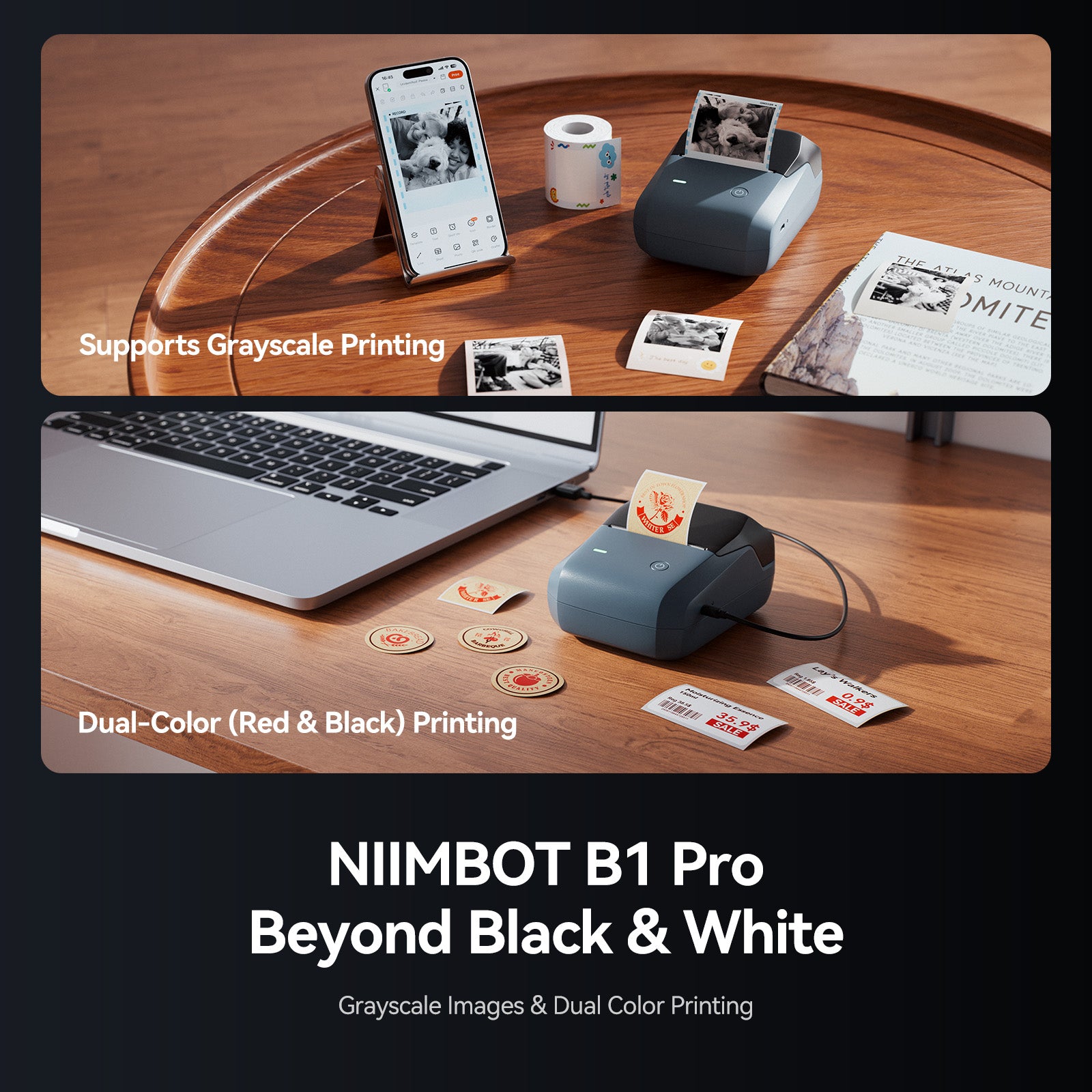 NB806 - NIIMBOT - B1_PRO - 300DPI - PORTABLE THERMAL LABEL PRINTER INCL FREE LABEL ROLL (50X30MM)