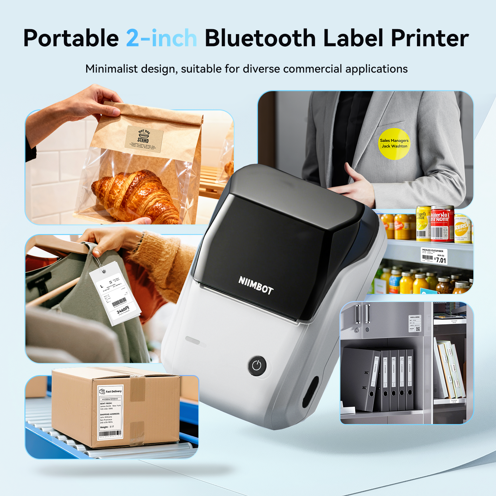 NB493 - NIIMBOT - B1 - DRAAGBARE TERMIESE ETIKET BLUETOOTH-DRUKKER INSLUITEND GRATIS ETIKET (50*30MM - WIT)