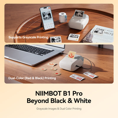 NB806 - NIIMBOT - B1_PRO - 300DPI - PORTABLE THERMAL LABEL PRINTER INCL FREE LABEL ROLL (50X30MM)