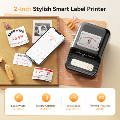 NB607 - NIIMBOT - B21_PRO - 300DPI - PORTABLE THERMAL LABEL BLUETOOTH PRINTER INCL FREE LABEL ROLL (50X30MM)