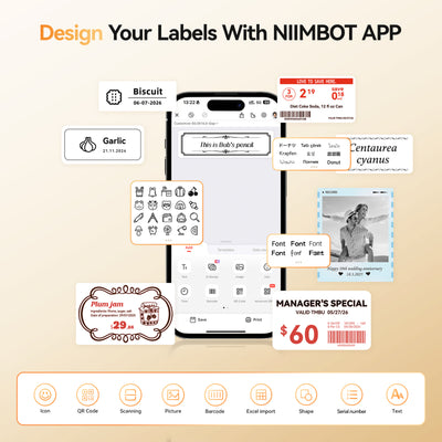 NB607 - NIIMBOT - B21_PRO - 300DPI - PORTABLE THERMAL LABEL BLUETOOTH PRINTER INCL FREE LABEL ROLL (50X30MM)