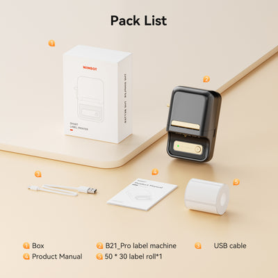 NB607 - NIIMBOT - B21_PRO - 300DPI - PORTABLE THERMAL LABEL BLUETOOTH PRINTER INCL FREE LABEL ROLL (50X30MM)