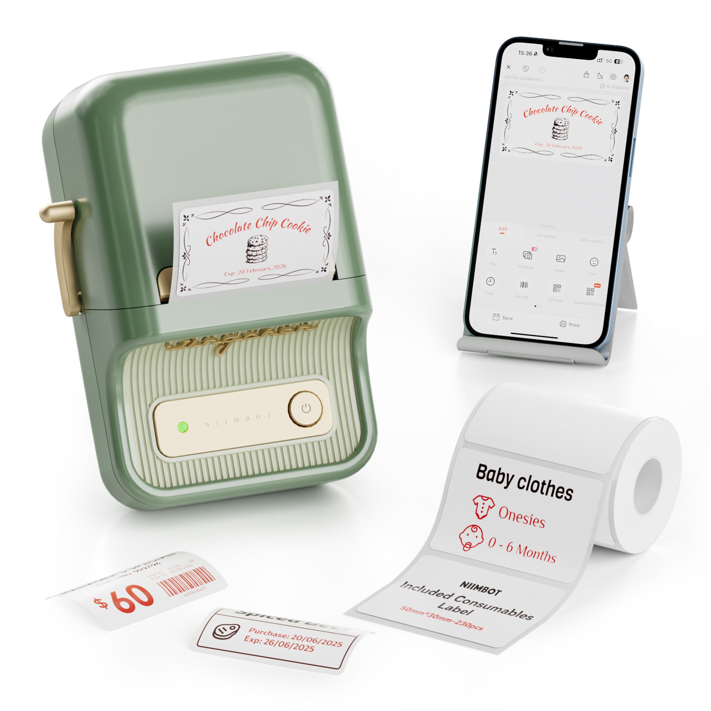 NB607 - NIIMBOT - B21_PRO - 300DPI - PORTABLE THERMAL LABEL BLUETOOTH PRINTER INCL FREE LABEL ROLL (50X30MM)