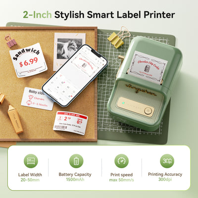 NB607 - NIIMBOT - B21_PRO - 300DPI - PORTABLE THERMAL LABEL BLUETOOTH PRINTER INCL FREE LABEL ROLL (50X30MM)