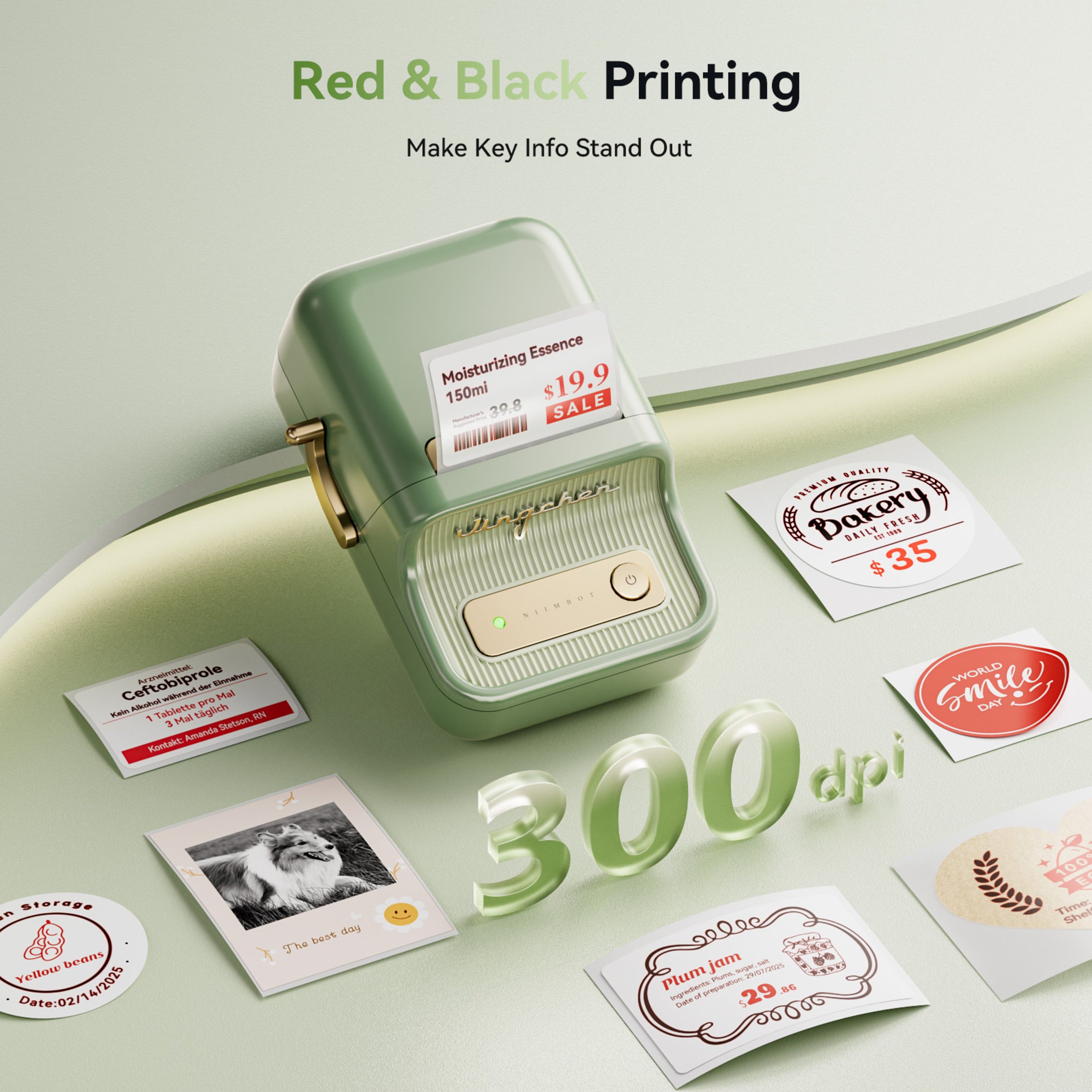 NB607 - NIIMBOT - B21_PRO - 300DPI - PORTABLE THERMAL LABEL BLUETOOTH PRINTER INCL FREE LABEL ROLL (50X30MM)