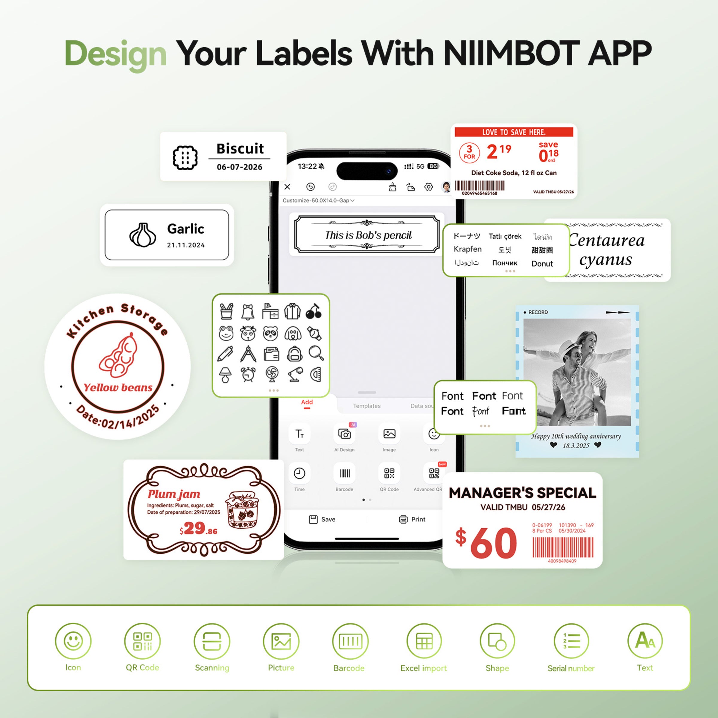 NB607 - NIIMBOT - B21_PRO - 300DPI - PORTABLE THERMAL LABEL BLUETOOTH PRINTER INCL FREE LABEL ROLL (50X30MM)