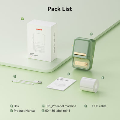 NB607 - NIIMBOT - B21_PRO - 300DPI - PORTABLE THERMAL LABEL BLUETOOTH PRINTER INCL FREE LABEL ROLL (50X30MM)