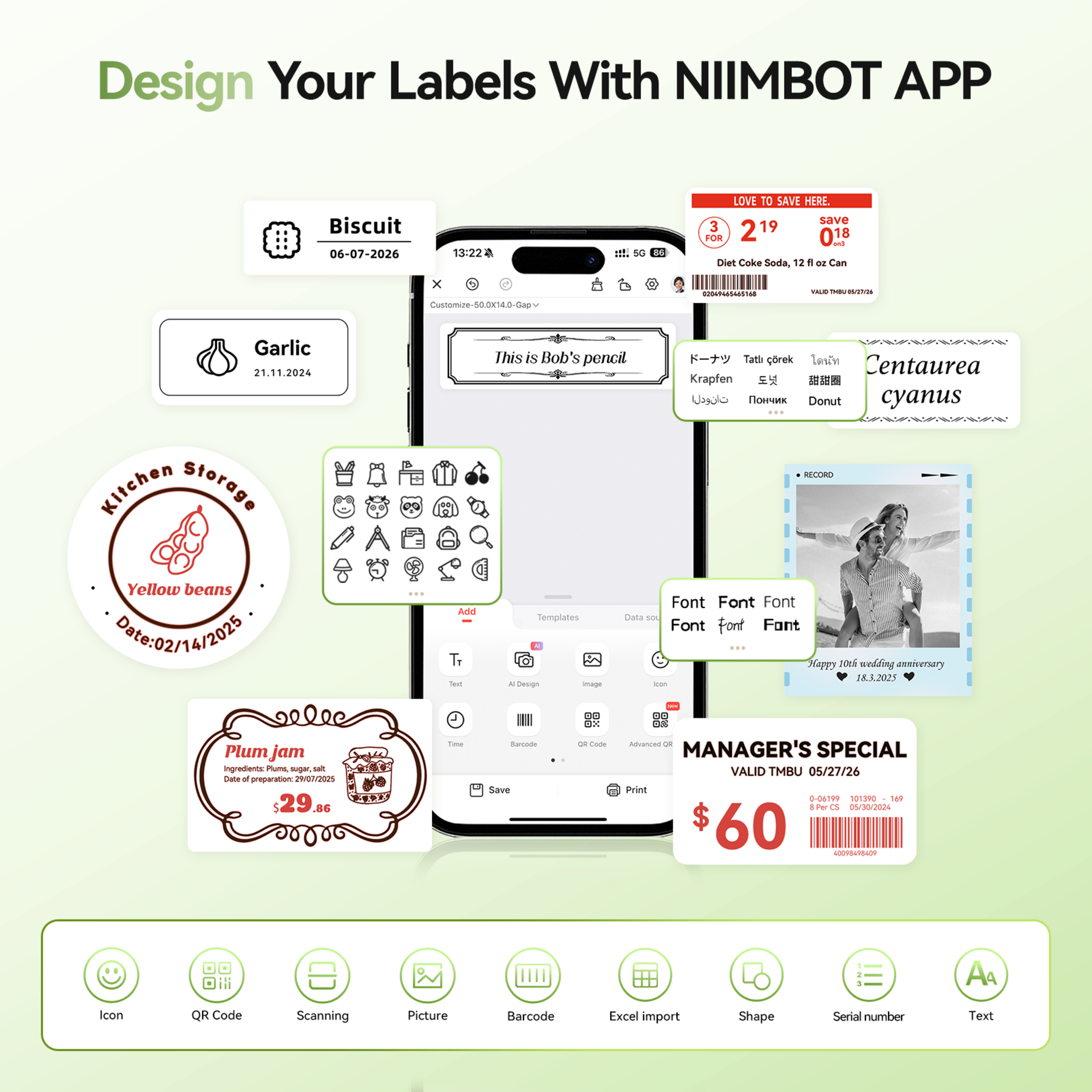 NB607 - NIIMBOT - B21_PRO - 300DPI - PORTABLE THERMAL LABEL BLUETOOTH PRINTER INCL FREE LABEL ROLL (50X30MM)