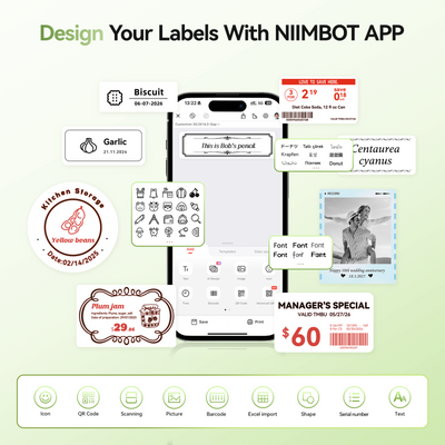 NB607 - NIIMBOT - B21_PRO - 300DPI - PORTABLE THERMAL LABEL BLUETOOTH PRINTER INCL FREE LABEL ROLL (50X30MM)