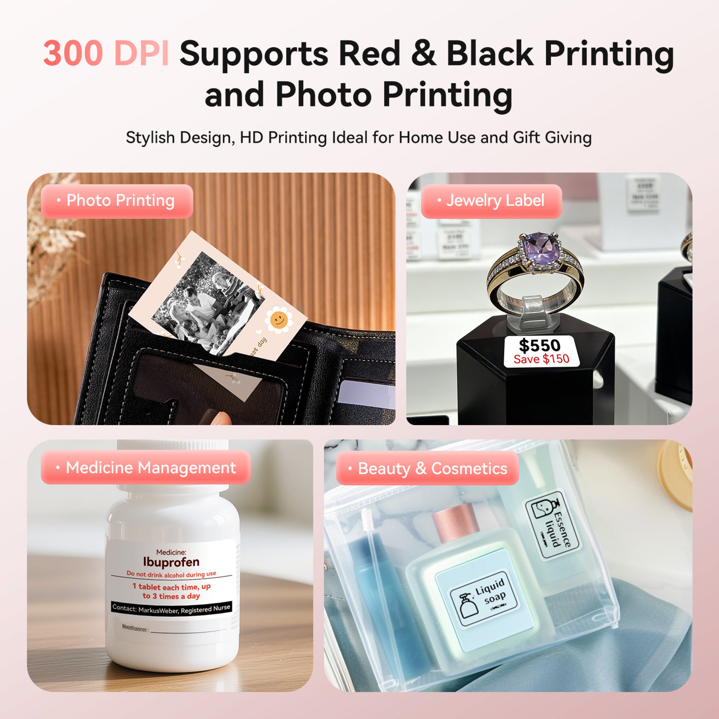 NB607 - NIIMBOT - B21_PRO - 300DPI - PORTABLE THERMAL LABEL BLUETOOTH PRINTER INCL FREE LABEL ROLL (50X30MM)