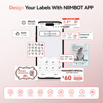NB607 - NIIMBOT - B21_PRO - 300DPI - PORTABLE THERMAL LABEL BLUETOOTH PRINTER INCL FREE LABEL ROLL (50X30MM)