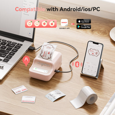 NB607 - NIIMBOT - B21_PRO - 300DPI - PORTABLE THERMAL LABEL BLUETOOTH PRINTER INCL FREE LABEL ROLL (50X30MM)