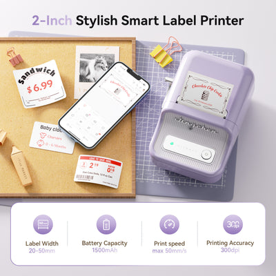 NB607 - NIIMBOT - B21_PRO - 300DPI - PORTABLE THERMAL LABEL BLUETOOTH PRINTER INCL FREE LABEL ROLL (50X30MM)