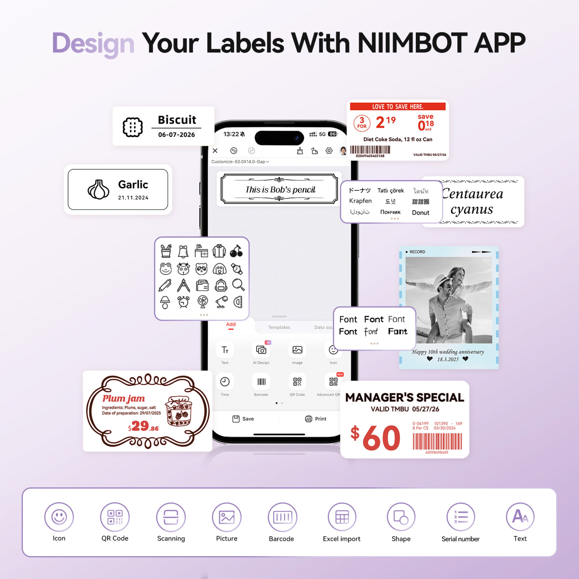 NB607 - NIIMBOT - B21_PRO - 300DPI - PORTABLE THERMAL LABEL BLUETOOTH PRINTER INCL FREE LABEL ROLL (50X30MM)