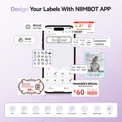NB607 - NIIMBOT - B21_PRO - 300DPI - PORTABLE THERMAL LABEL BLUETOOTH PRINTER INCL FREE LABEL ROLL (50X30MM)
