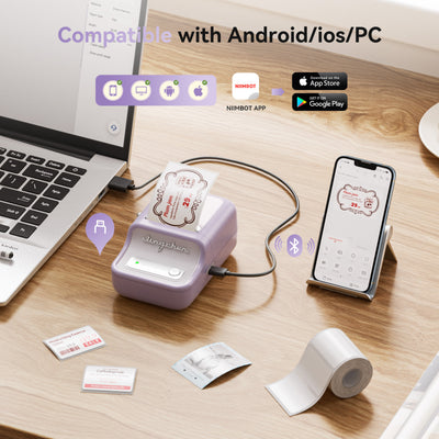 NB607 - NIIMBOT - B21_PRO - 300DPI - PORTABLE THERMAL LABEL BLUETOOTH PRINTER INCL FREE LABEL ROLL (50X30MM)