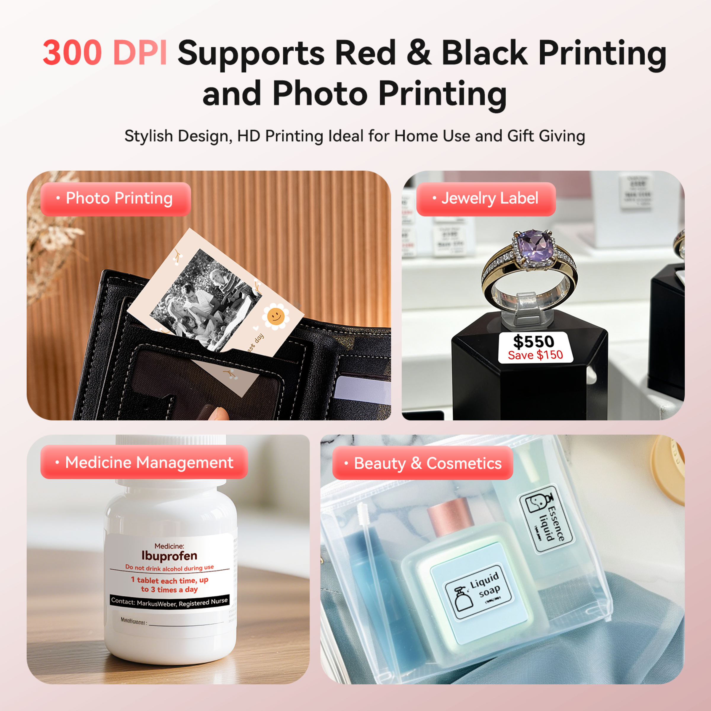NB607 - NIIMBOT - B21_PRO - 300DPI - PORTABLE THERMAL LABEL BLUETOOTH PRINTER INCL FREE LABEL ROLL (50X30MM)