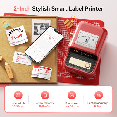 NB607 - NIIMBOT - B21_PRO - 300DPI - PORTABLE THERMAL LABEL BLUETOOTH PRINTER INCL FREE LABEL ROLL (50X30MM)