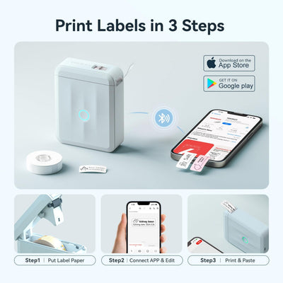 NB524 - Niimbot - D110-M - Portable Bluetooth Label Printer Incl Free Label Roll (12x40mm)