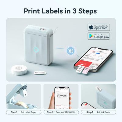 NB524 - NIIMBOT - D110_M - PORTABLE BLUETOOTH LABEL PRINTER INCL FREE LABEL ROLL (12X40MM)