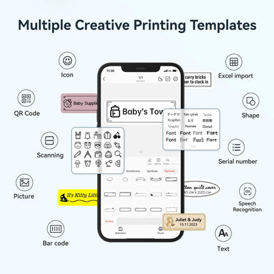 NB524 - NIIMBOT - D110_M - PORTABLE BLUETOOTH LABEL PRINTER INCL FREE LABEL ROLL (12X40MM)
