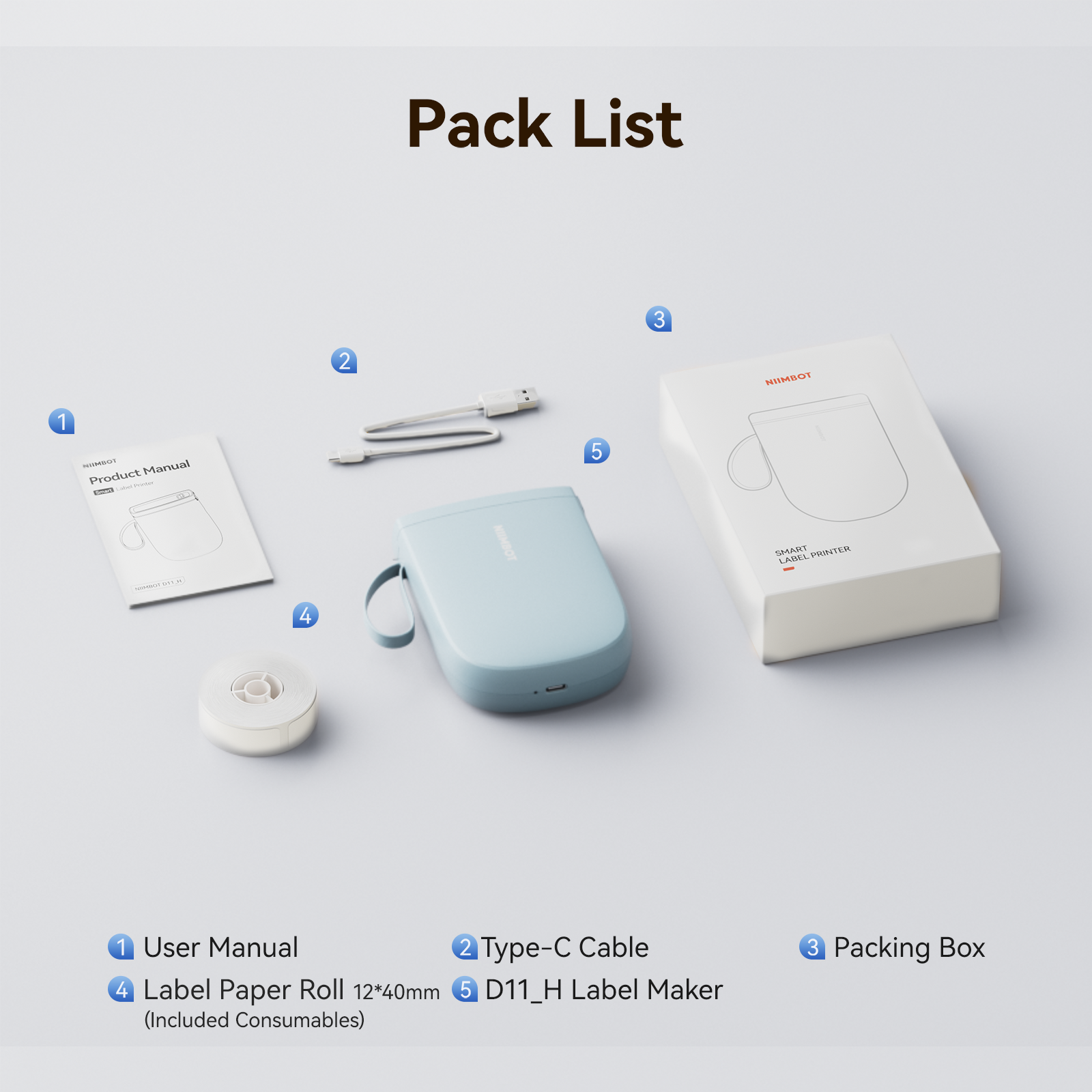 NB525 - NIIMBOT - D11_H - 300DPI - PORTABLE BLUETOOTH LABEL PRINTER INC FREE LABEL ROLL