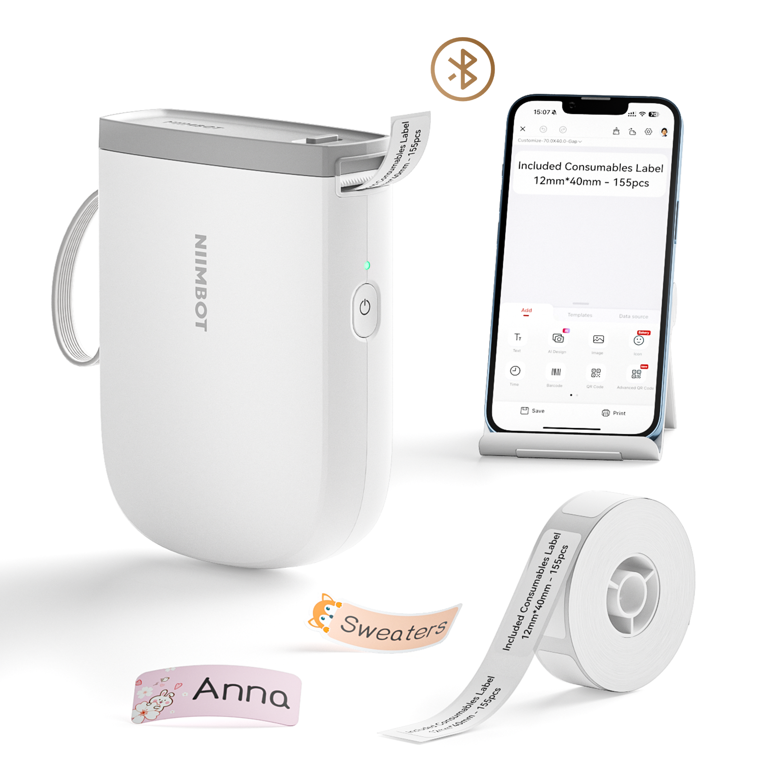 NIIMBOT - D11_H - 300DPI - DRAAGBARE BLUETOOTH-ETIKETDRUKKERS INSLUITEND GRATIS ETIKETROL