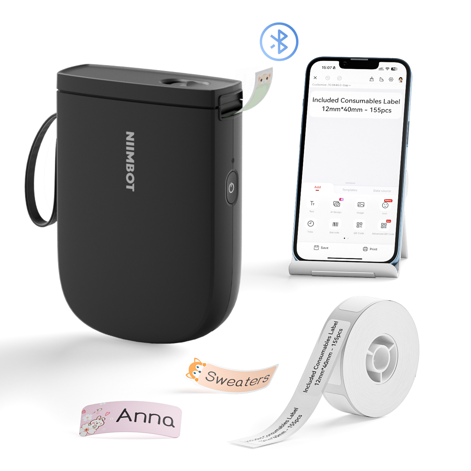 NIIMBOT - D11_H - 300DPI - DRAAGBARE BLUETOOTH-ETIKETDRUKKERS INSLUITEND GRATIS ETIKETROL