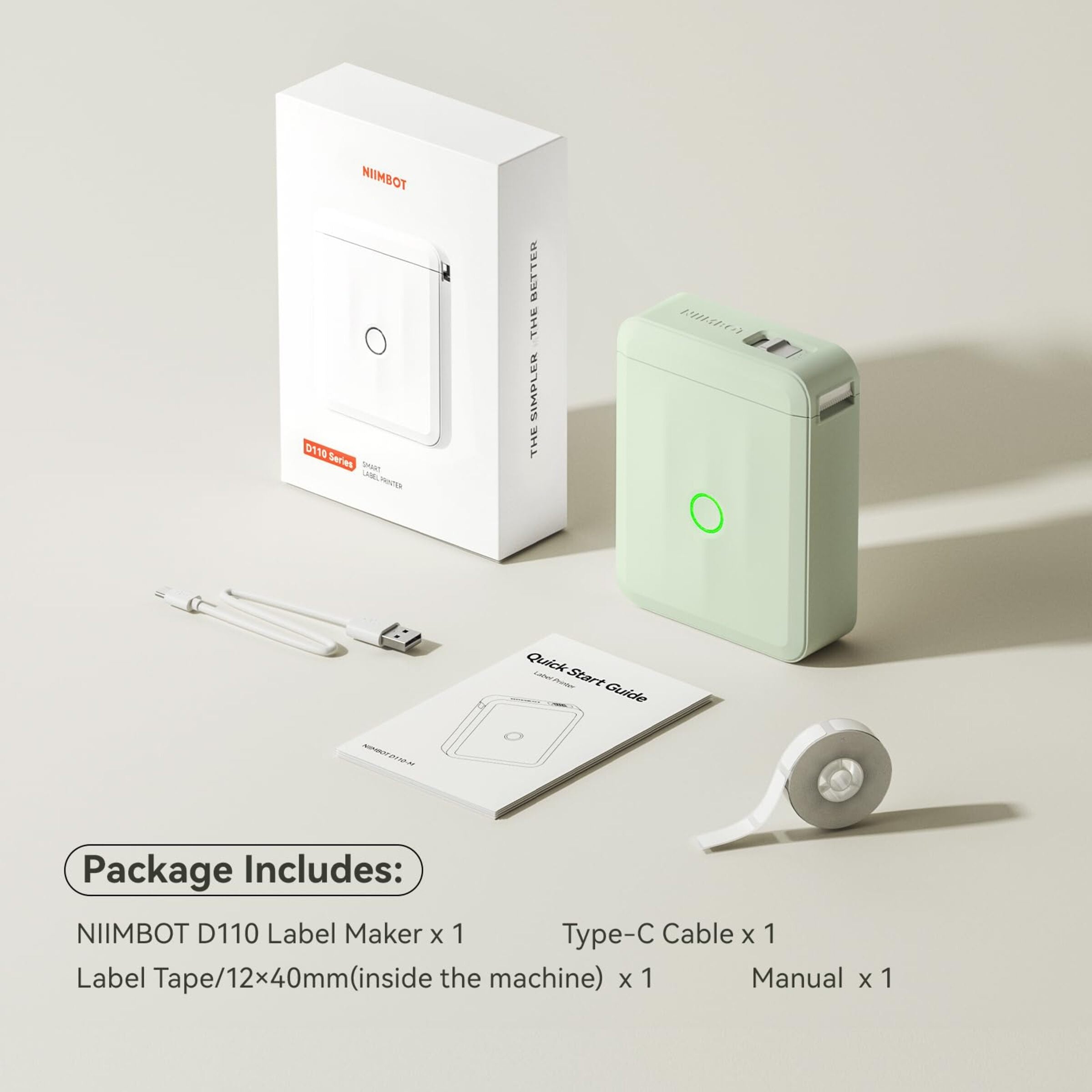 NB524 - Niimbot - D110-M - Portable Bluetooth Label Printer Incl Free Label Roll (12x40mm)