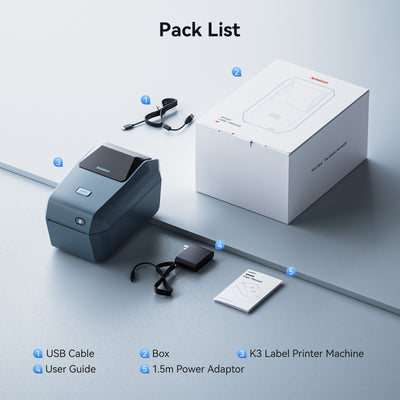NB605 - NIIMBOT - K3 - THERMAL BUSINESS BLUETOOTH LABEL PRINTER - INCL 50X30MM LABEL ROLL WITH 900 LABELS