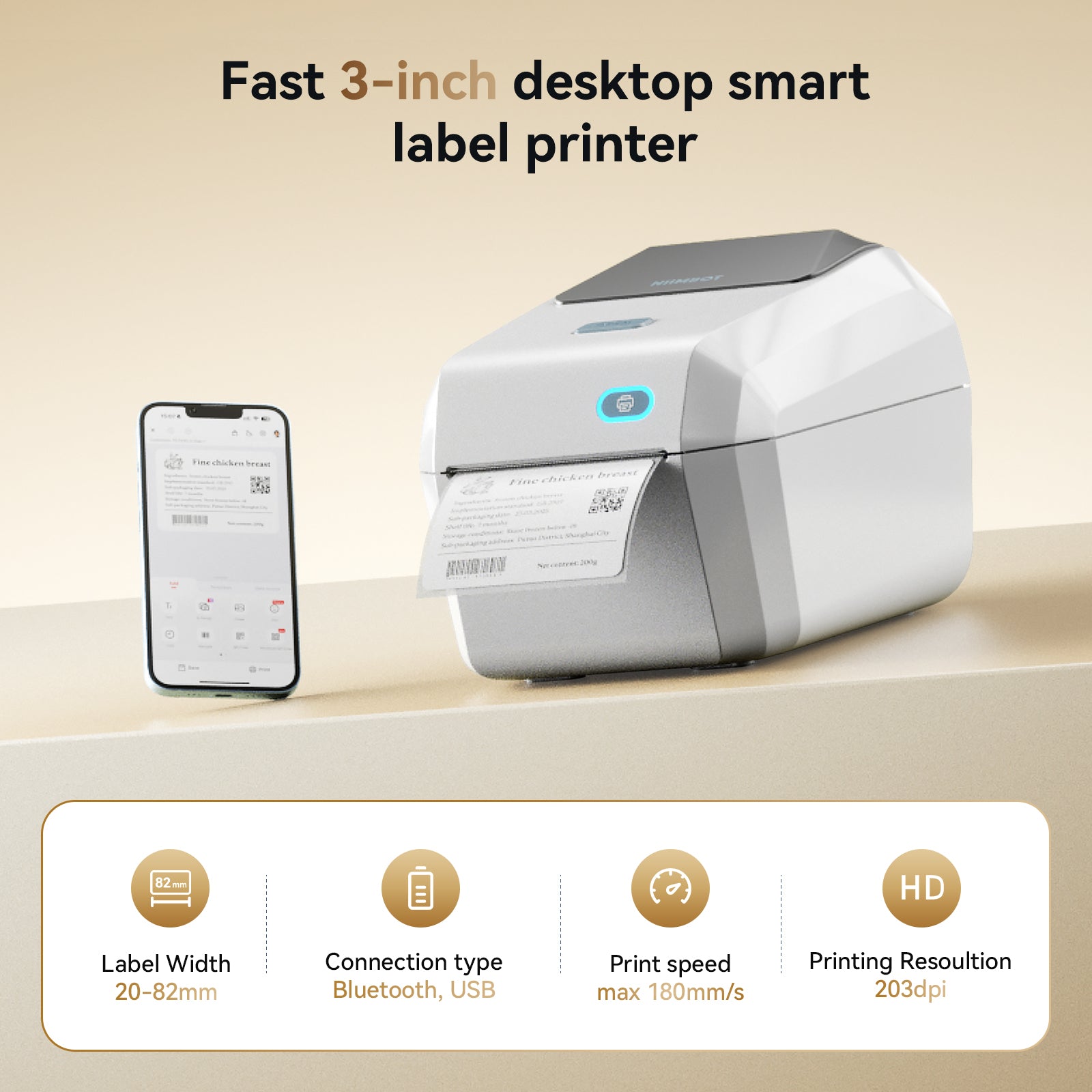 NB605 - NIIMBOT - K3 - THERMAL BUSINESS BLUETOOTH LABEL PRINTER - INCL 50X30MM LABEL ROLL WITH 900 LABELS