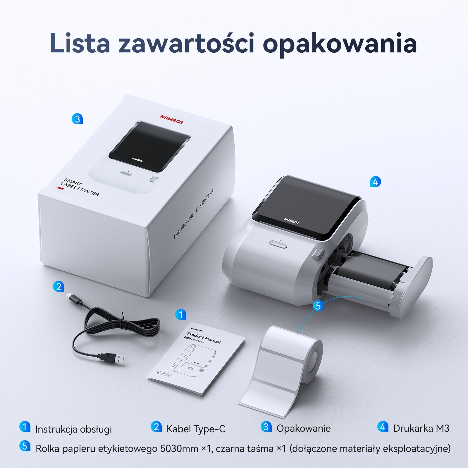 NB610 - NIIMBOT - M3 - PORTABLE BLUETOOTH THERMAL TRANSFER LABEL PRINTER - INCL FREE LABEL ROLL