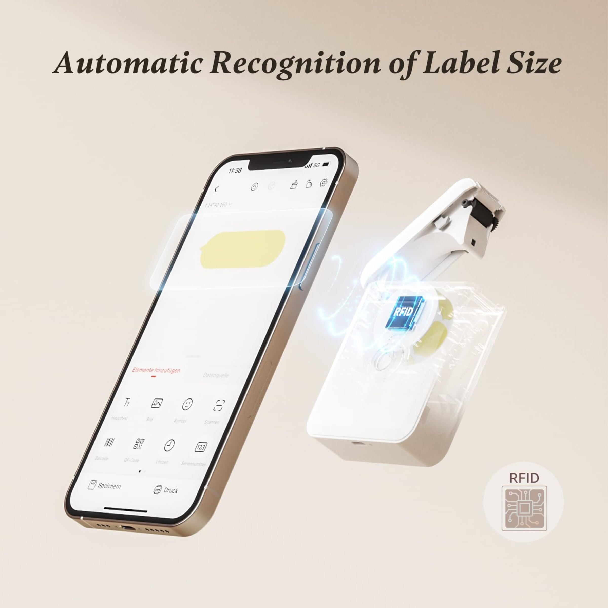 NB524 - Niimbot - D110-M - Portable Bluetooth Label Printer Incl Free Label Roll (12x40mm)