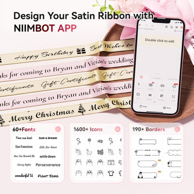 NB624 - NIIMBOT - N1 - BLUETOOTH SATIN RIBBON & LABEL PRINTER KIT INCL BOTH SETS - PINK