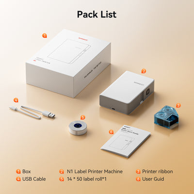 NB623 - NIIMBOT - N1 - BLUETOOTH THERMAL TRANSFER LABEL PRINTER INCL FREE WHITE LABEL & BLACK CARTRIDGE (14X50MM) - IRON ON LABEL MUST BE PURCHASED ADDITIONALLY
