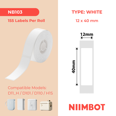 I-NB103 - NIIMBOT - D11 / D101 / D110 - T12*40MM - 160 AMALEBO NGOKUQONGA NGAWO - OKUMHLOPHE