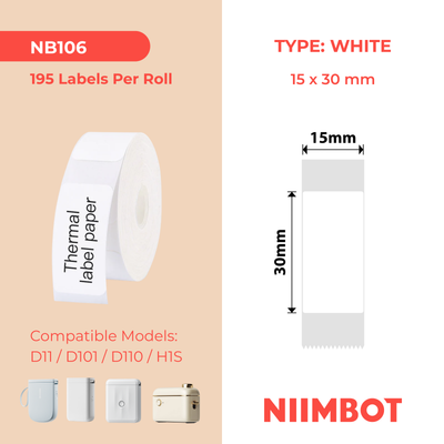 NB106 - NIIMBOT - D11 / D101 / D110 - 15*30MM - 210 ETIKETTE PER ROL - WIT