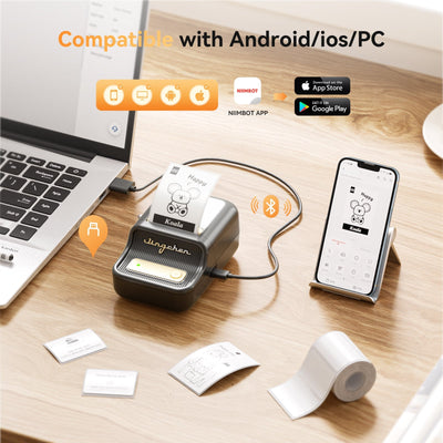 NB109 - Niimbot - B21S - Portable Thermal Label Bluetooth Printer Incl Free Label (50x30mm) - Black