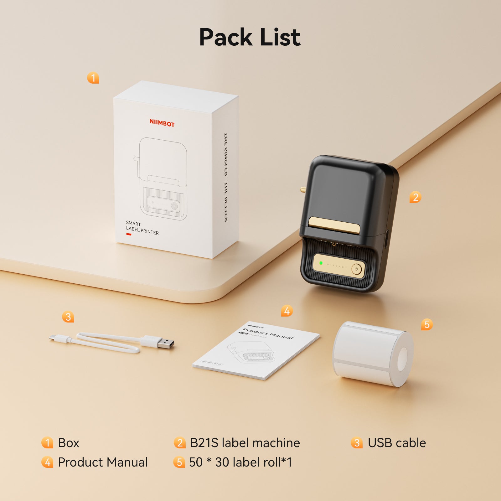 NB109 - NIIMBOT - B21S - PORTABLE THERMAL LABEL BLUETOOTH PRINTER INCL FREE LABEL (50X30MM)