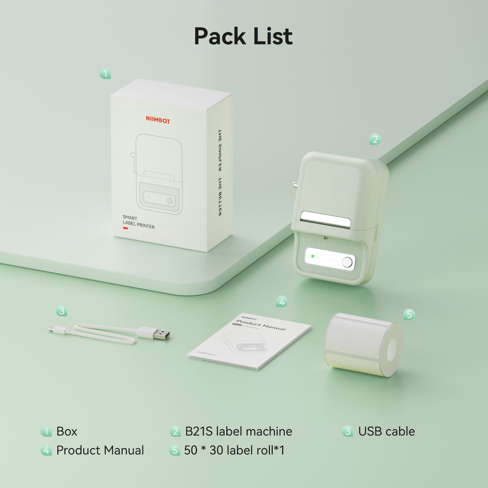 NB109 - NIIMBOT - B21S - PORTABLE THERMAL LABEL BLUETOOTH PRINTER INCL FREE LABEL (50X30MM)