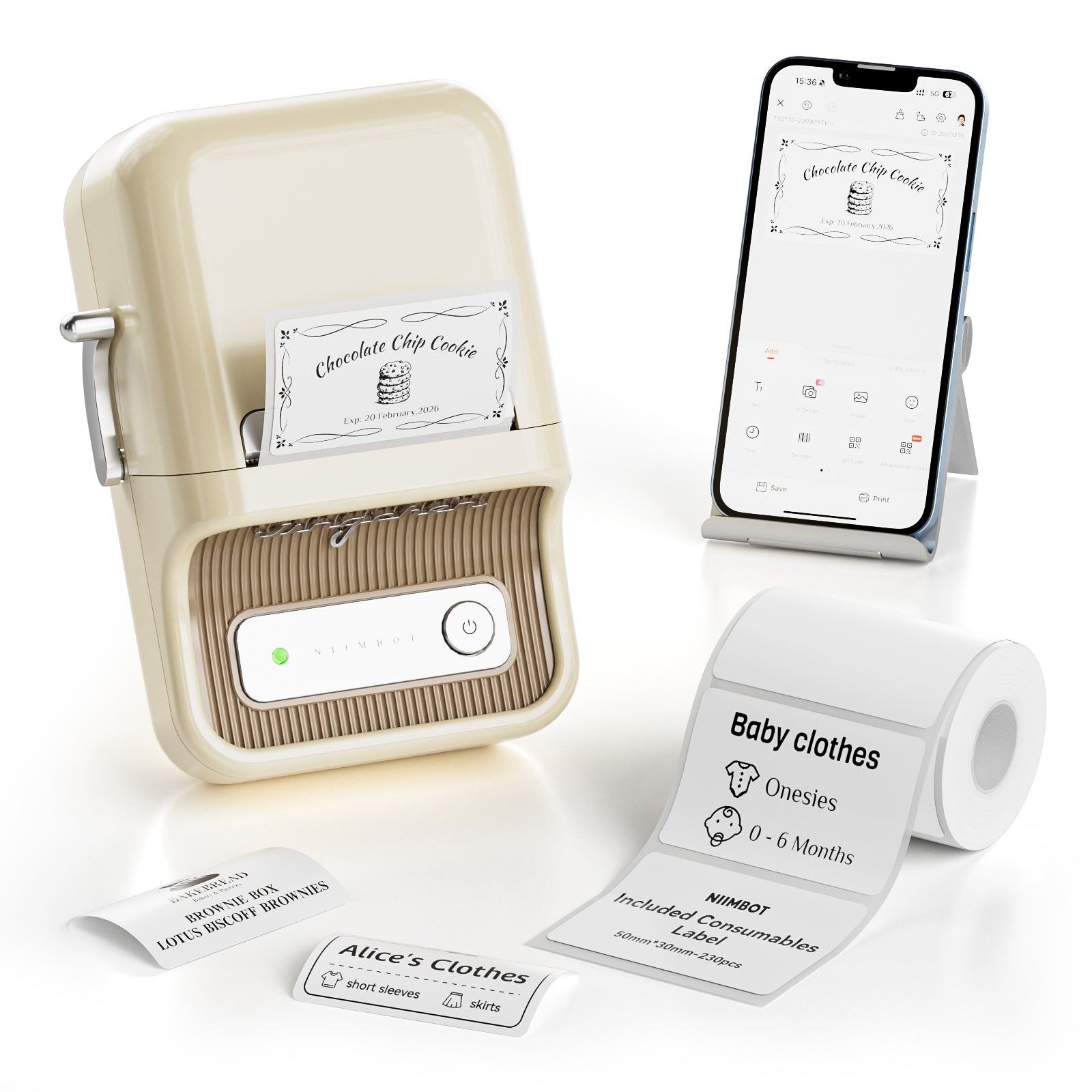 NB109 - Niimbot - B21S - Portable Thermal Label Bluetooth Printer Incl Free Label (50x30mm) - Black