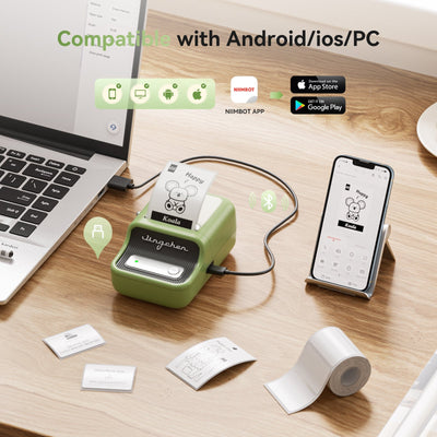 NB109 - Niimbot - B21S - Portable Thermal Label Bluetooth Printer Incl Free Label (50x30mm) - Black