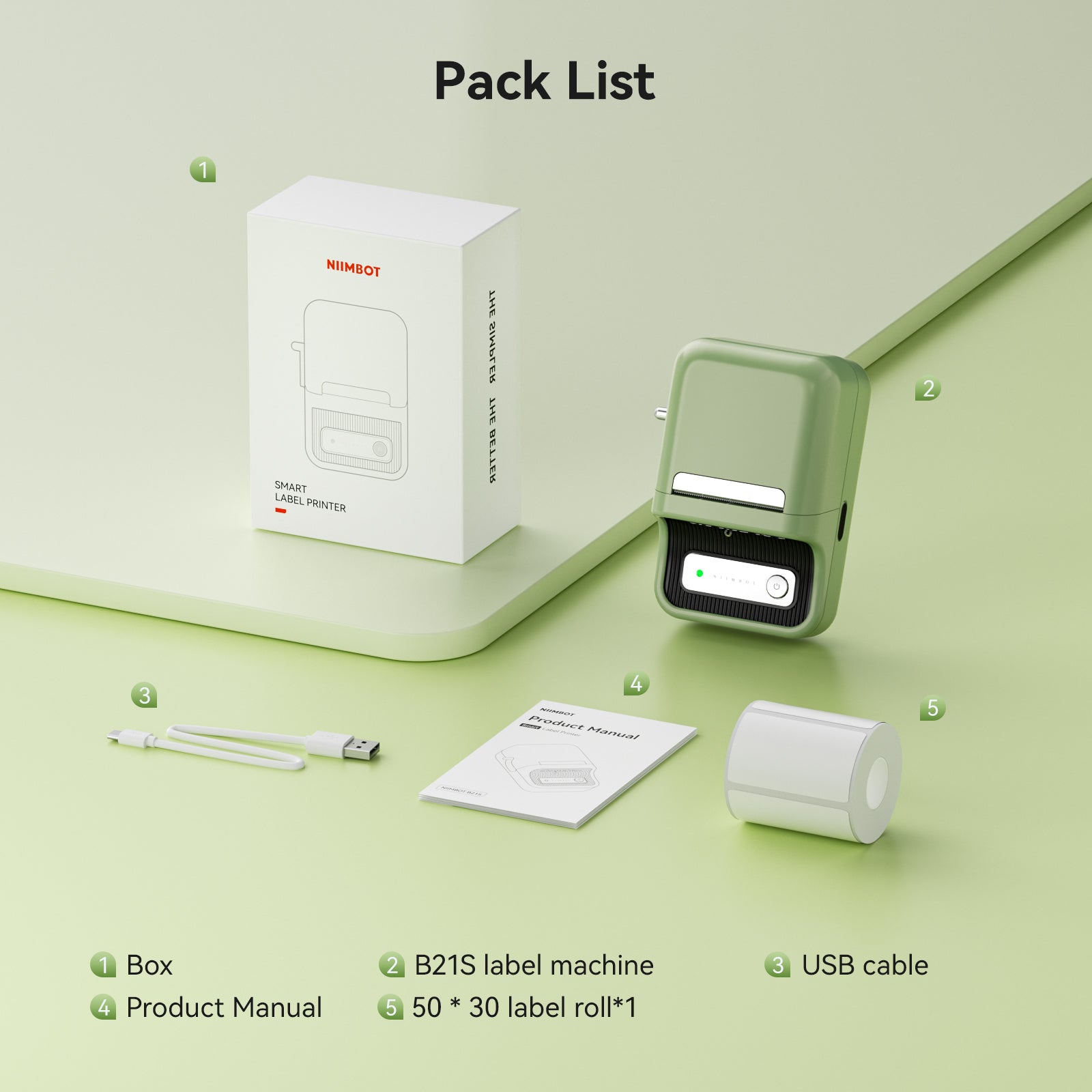 NB109 - NIIMBOT - B21S - PORTABLE THERMAL LABEL BLUETOOTH PRINTER INCL FREE LABEL (50X30MM)